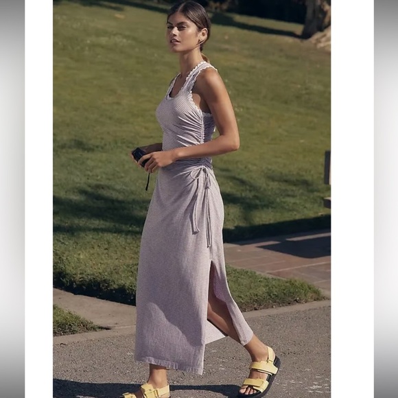 Anthropologie Dresses & Skirts - Anthropologie Daily Practice Midi Dress Women’s XS Stripe Game Time Ruched B24